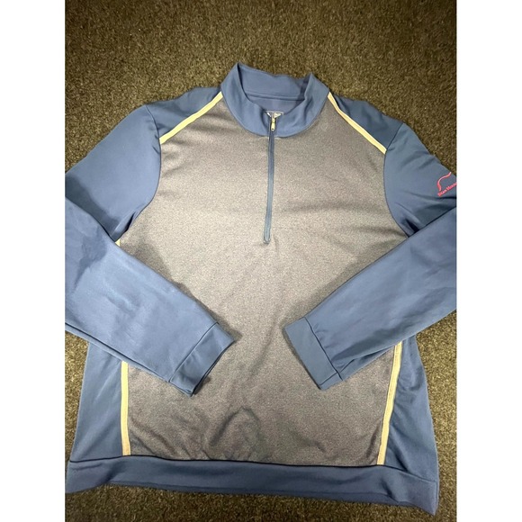 adidas Other - Adidas Golf Top Mens XL Blue Stretch Bear Mountain Ranch Mock‎ Neck Quarter Zip